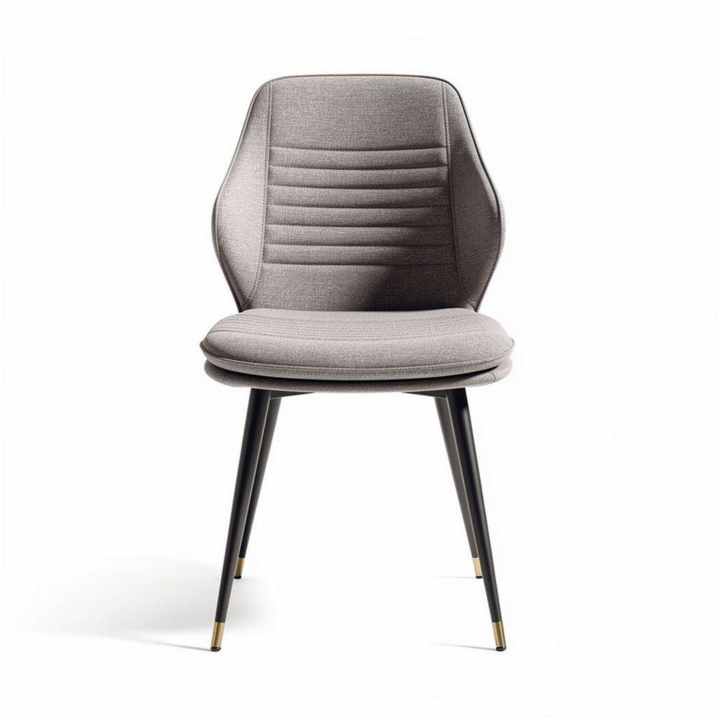 Chaise contemporaine en tissu gris avec pieds en métal noir 45 x 50 x 85cm