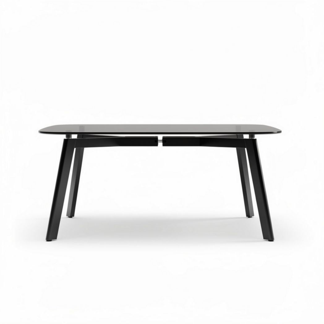 Table à manger en verre trempé noir 150 x 80 x 75 cm pour salle à manger