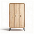 Armoire en bois naturel trois portes 180 x 90 x 45cm avec pieds en métal