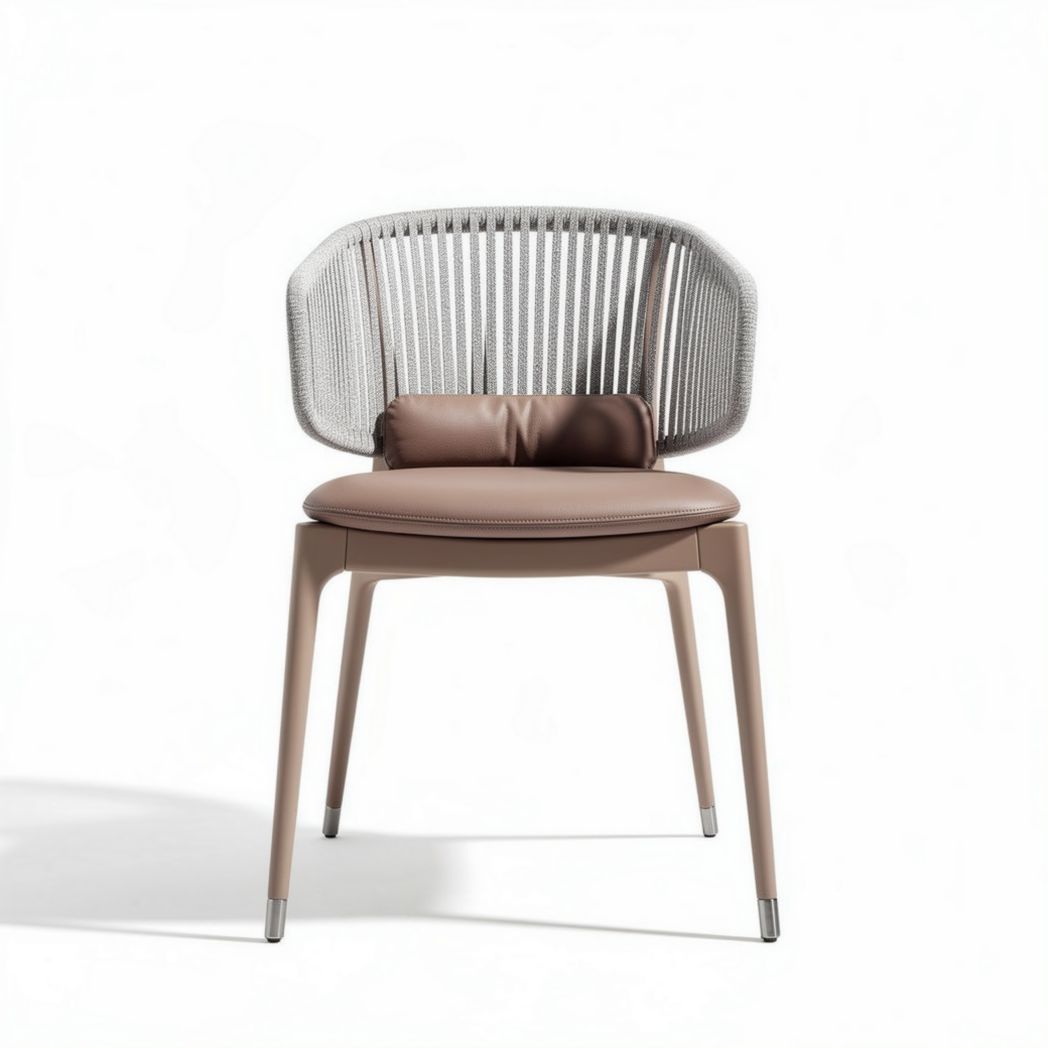 Chaise en plastique beige avec coussin en cuir et structure en métal 40 x 50 x 80cm