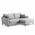 Canapé d'angle en tissu gris avec coussins décoratifs 210 x 90 x 85cm
