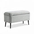 Banc de rangement en tissu gris 90 x 40 x 45cm avec pieds en métal noir