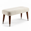 Banc en tissu beige avec pieds en bois 90 x 40 x 45cm pour salon