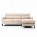 Canapé en tissu beige avec repose-pieds 220 x 90 x 85 cm